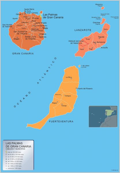 Mapa Las Palmas Gran Canaria por municipios